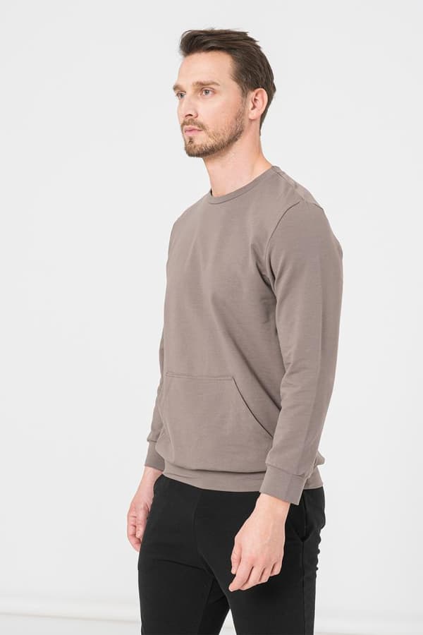BLUZA COTON CASUAL BARBATI TAUPE-XL