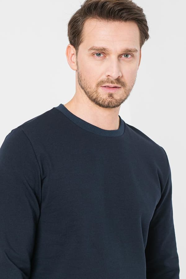 BLUZA COTON CASUAL BARBATI NAVY-S
