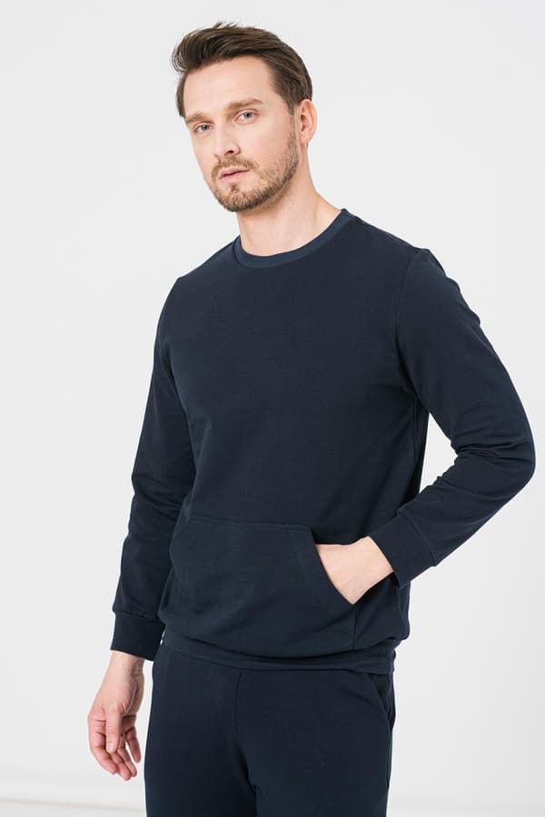 BLUZA COTON CASUAL BARBATI NAVY-S
