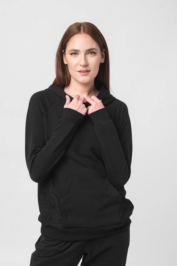 HANORAC COTON DANTELA FEMEI BLACK-M