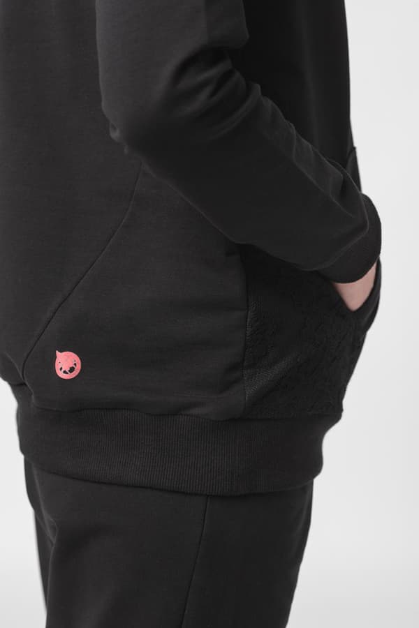 HANORAC COTON DANTELA FEMEI BLACK-XS