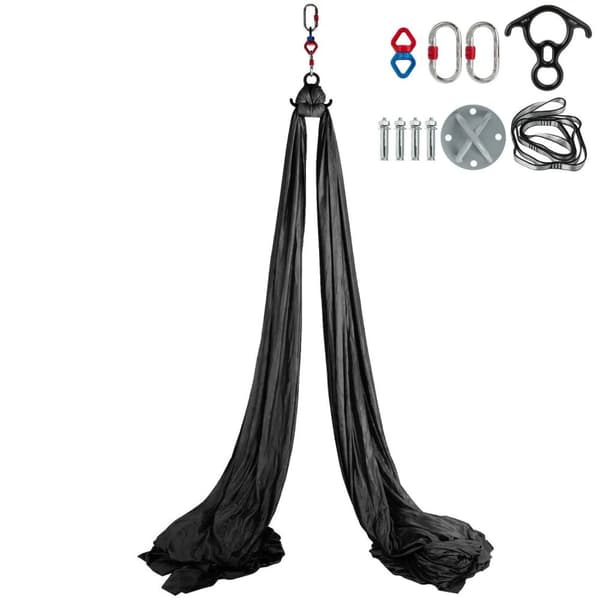 2,8X10M yogahängmatta luftsilke kit, mjukt och slitstarkt tyg, hårdvara för klättring, mångsidig, lätt att sätta upp och bära