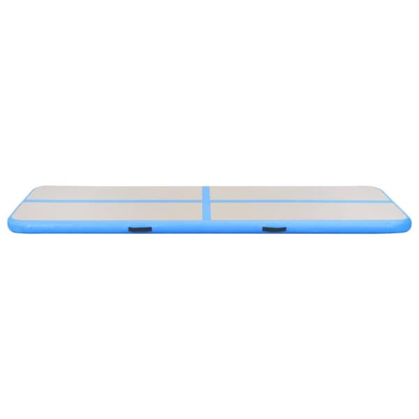 vidaXL oppustelig gymnastikmåtte med pumpe 400 x 100 x 10 cm PVC blå