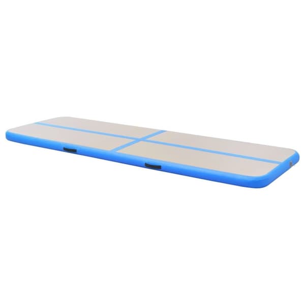 vidaXL oppustelig gymnastikmåtte med pumpe 700 x 100 x 10 cm PVC blå
