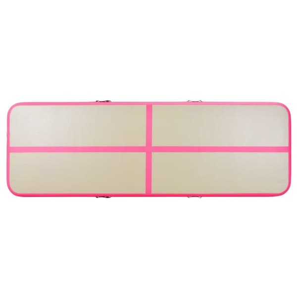 vidaXL oppustelig gymnastikmåtte med pumpe 700 x 100 x 10 cm PVC Pink