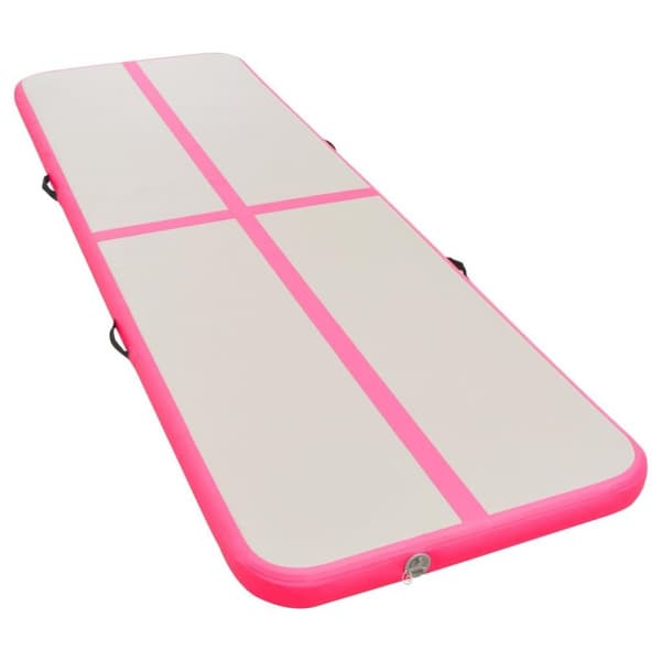 vidaXL Uppblåsbar gymnastikmatta med pump 400x100x10 cm PVC rosa