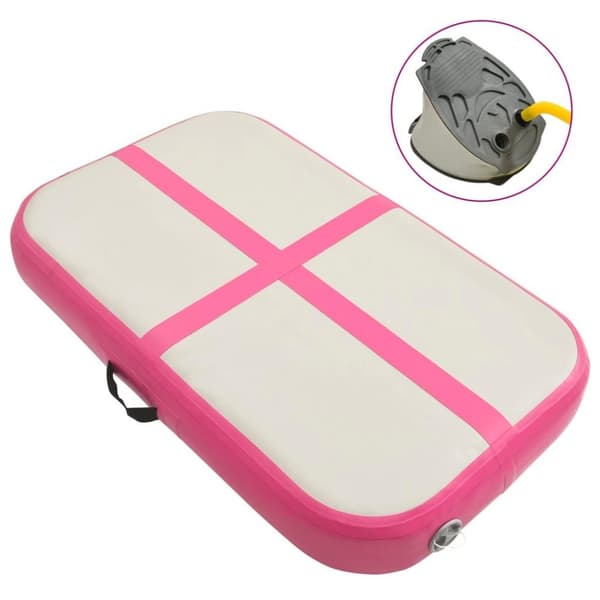 vidaXL oppustelig gymnastikmåtte med pumpe 60x100x15 cm PVC lyserød