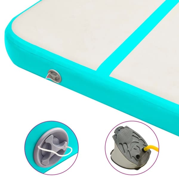 vidaXL oppustelig gymnastikmåtte med pumpe 500x100x20 cm PVC grøn