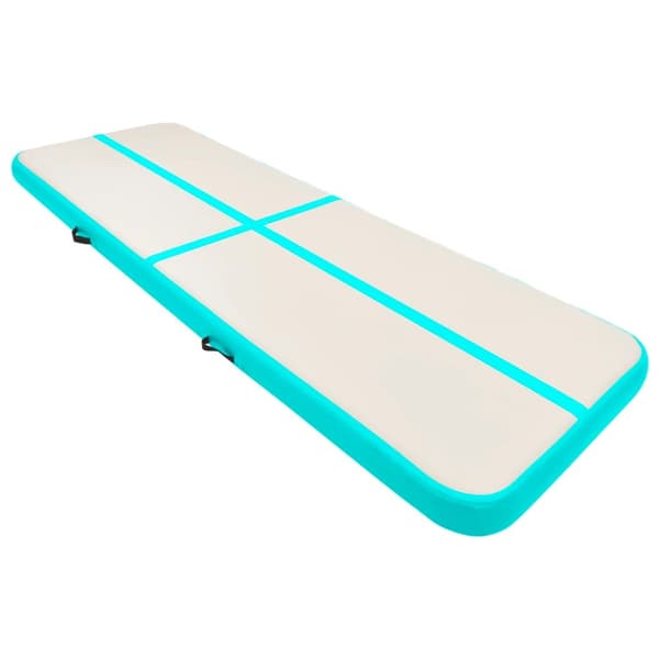 vidaXL oppustelig gymnastikmåtte med pumpe 500x100x20 cm PVC grøn