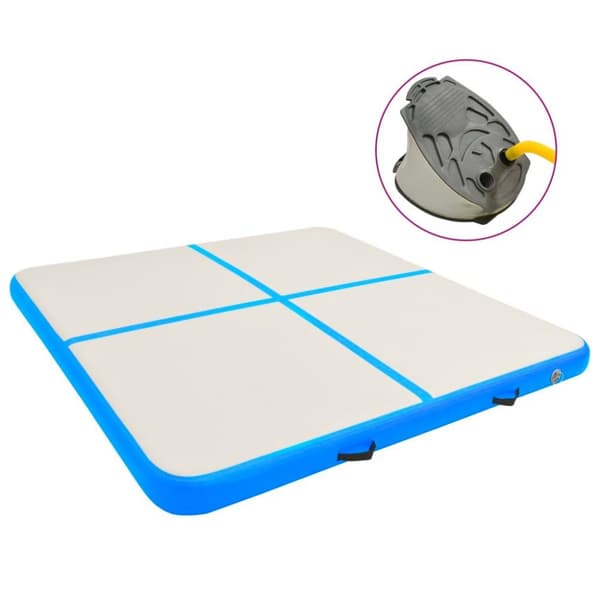 vidaXL Täytettävä voimistelumatto pumpulla 200x200x10 cm PVC sininen
