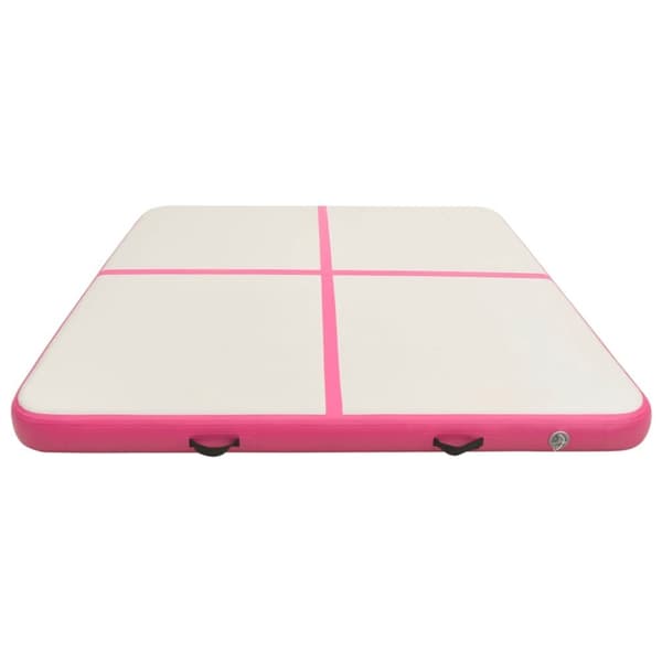 vidaXL oppustelig gymnastikmåtte med pumpe 200x200x10 cm PVC lyserød