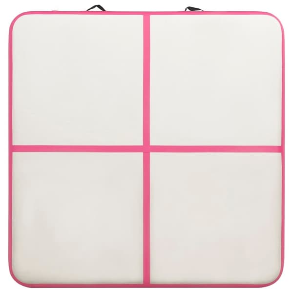 vidaXL oppustelig gymnastikmåtte med pumpe 200x200x10 cm PVC lyserød