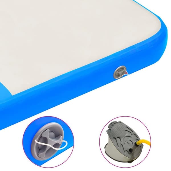 vidaXL Uppblåsbar gymnastikmatta med pump 200x200x10 cm PVC blå
