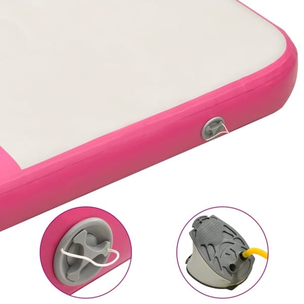 vidaXL Uppblåsbar gymnastikmatta med pump 200x200x10 cm PVC rosa