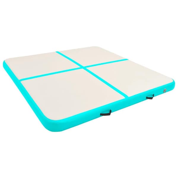 vidaXL Uppblåsbar gymnastikmatta med pump 200x200x20 cm PVC grön