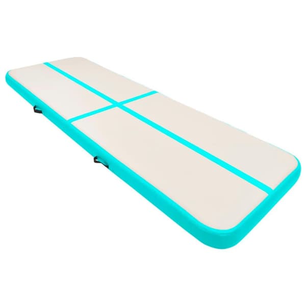 vidaXL Uppblåsbar gymnastikmatta med pump 300x100x20 cm PVC grön