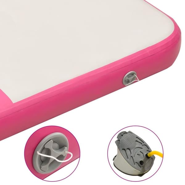 vidaXL Uppblåsbar gymnastikmatta med pump 200x200x15 cm PVC rosa