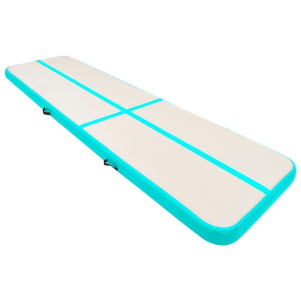 vidaXL Täytettävä voimistelumatto pumpulla 600x100x15 cm PVC vihreä