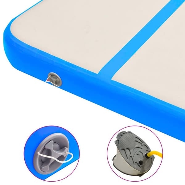 vidaXL oppustelig gymnastikmåtte m. pumpe 500x100x15 cm PVC blå