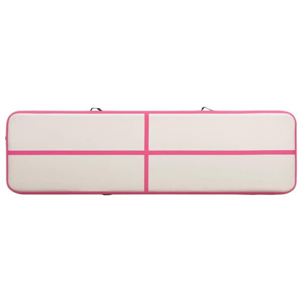 vidaXL oppustelig gymnastikmåtte m. pumpe 800x100x15 cm PVC lyserød