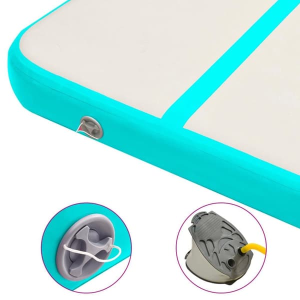 vidaXL oppustelig gymnastikmåtte med pumpe 600x100x20 cm PVC grøn