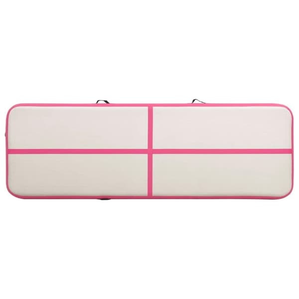 vidaXL oppustelig gymnastikmåtte m. pumpe 500x100x15 cm PVC lyserød