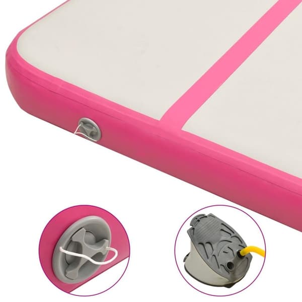 vidaXL oppustelig gymnastikmåtte m. pumpe 500x100x15 cm PVC lyserød