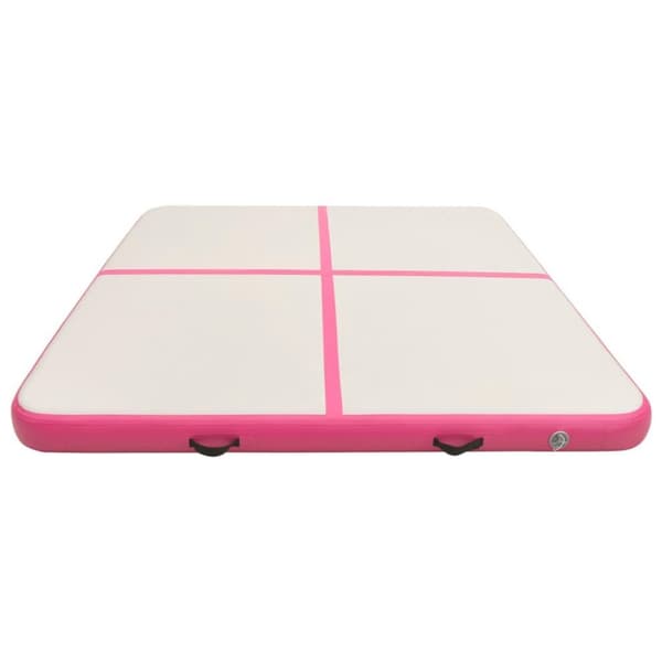vidaXL oppustelig gymnastikmåtte med pumpe 200x200x20 cm PVC lyserød