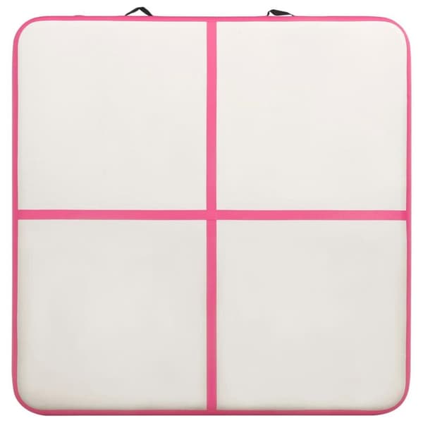 vidaXL oppustelig gymnastikmåtte m. pumpe 200x200x15 cm PVC lyserød