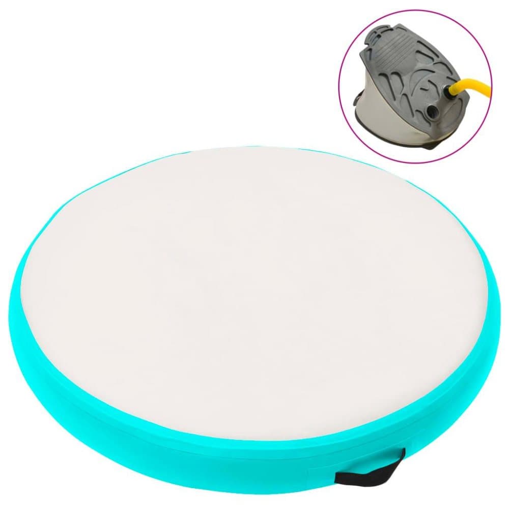 vidaXL oppustelig gymnastikmåtte med pumpe 100x100x10 cm PVC grøn