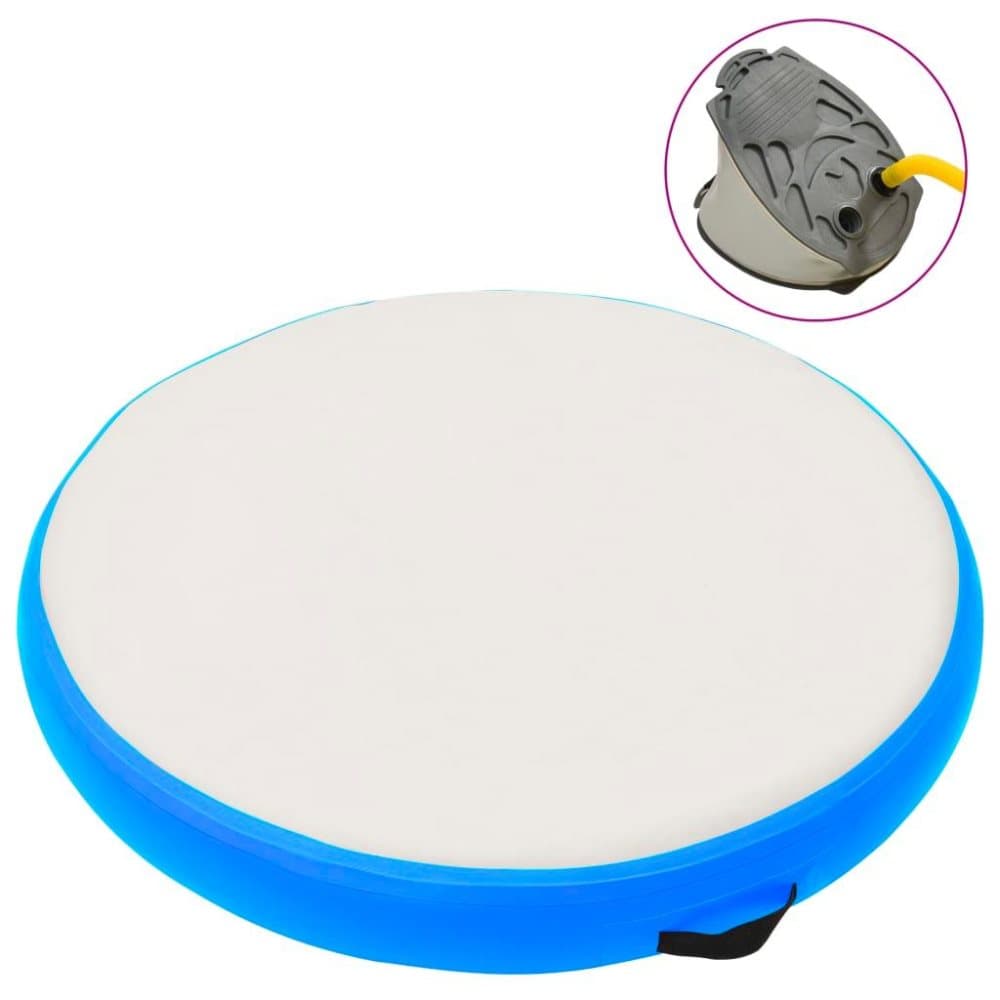 vidaXL oppustelig gymnastikmåtte med pumpe 100x100x10 cm PVC blå