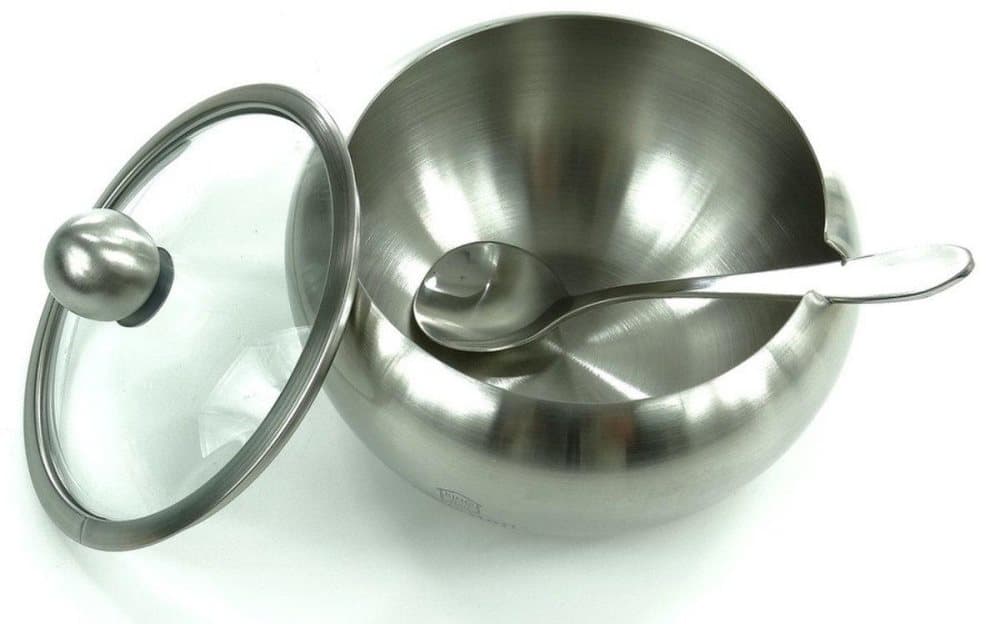 Steel Sugar Bowl med en sked Kinghoff KH-3732 Satin