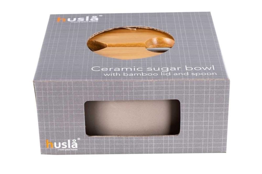 Keramisk sockerskål med en tesked Husla hygge