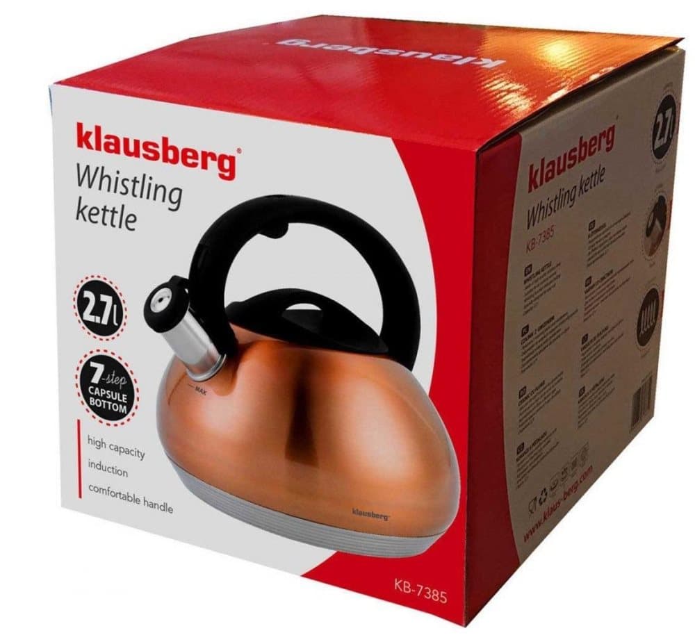 Vattenkokare med visselpipan Klausberg 2.7L KB-7385 koppar
