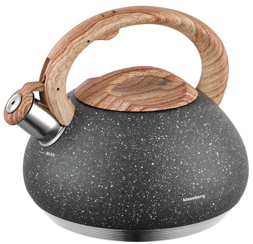 En vattenkokare med en visselpipa 2,7L Klausberg KB-7280 Granit Wood