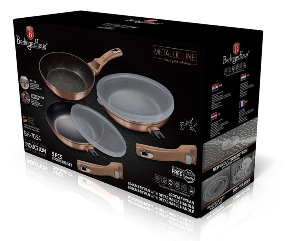 En uppsättning av 3 Berlingerhaus BH-7054 granitpanna