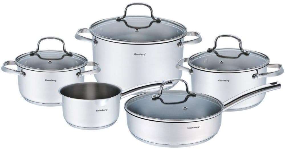 Uppsättning av krukor 9 element i KB-7215 stål 18/10 stål
