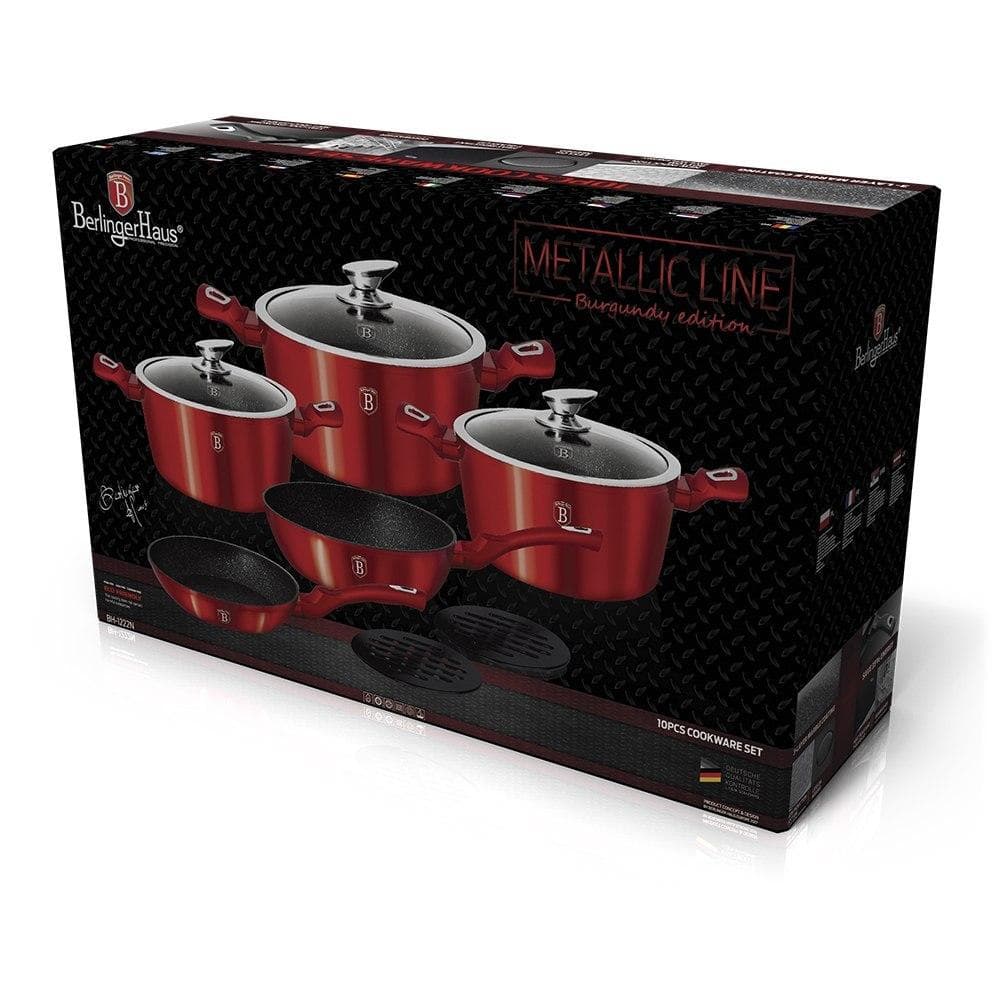 Berlinger Haus BH-1222 Red Metallic Line Granite Pots Set