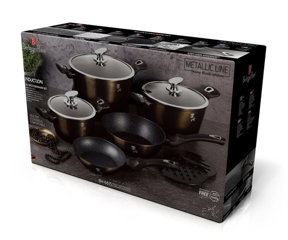Uppsättning av krukor 13 Element Berlinger Haus BH-6615 Shiny Black