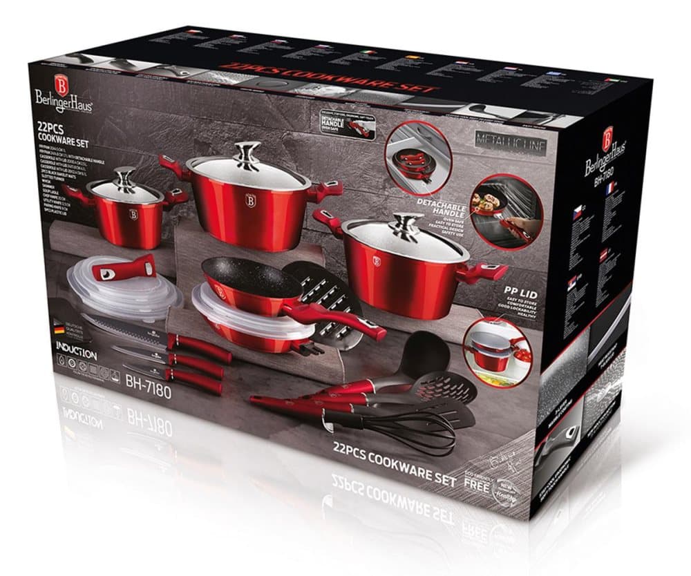 Uppsättning av Berlinger Haus BH-7180 22 Element Burgogne Pots