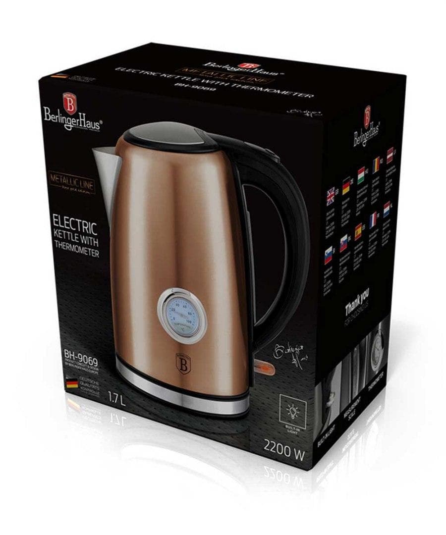 1.7L elektrisk vattenkokare med Berlinger Haus BH-9069 termometer