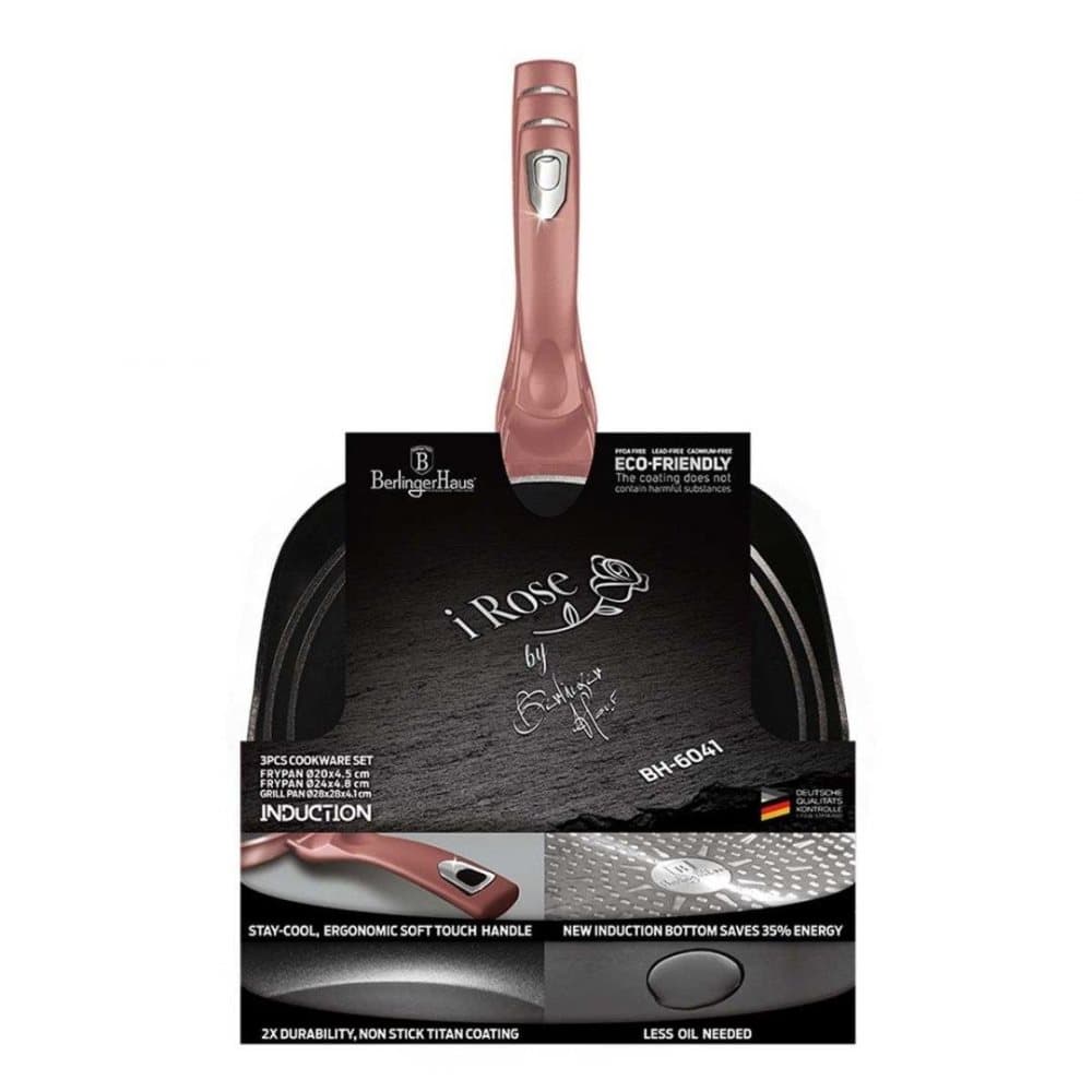 Uppsättning av 3 granitpannor 20/24/8 cm Berlinger Haus BH-6041 I-ROSE