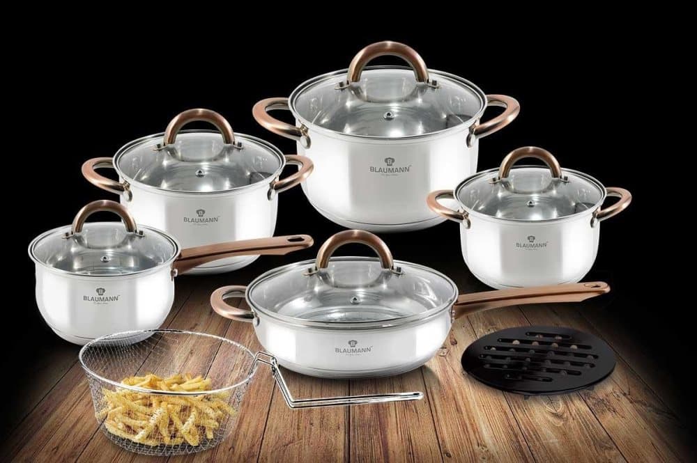 Uppsättning av 13 element av Blaumann BL-3244 stålkrukor