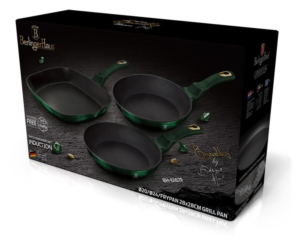 En uppsättning av 3 Berlinger Haus BH-6167 granitpanna