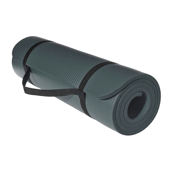 Joogamatto - Fitness-matto kantohihnalla - Erittäin paksu 12 mm - harmaa
