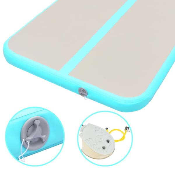 oppustelig gymnastikmåtte med pumpe 300 x 100 x 10 cm PVC grøn