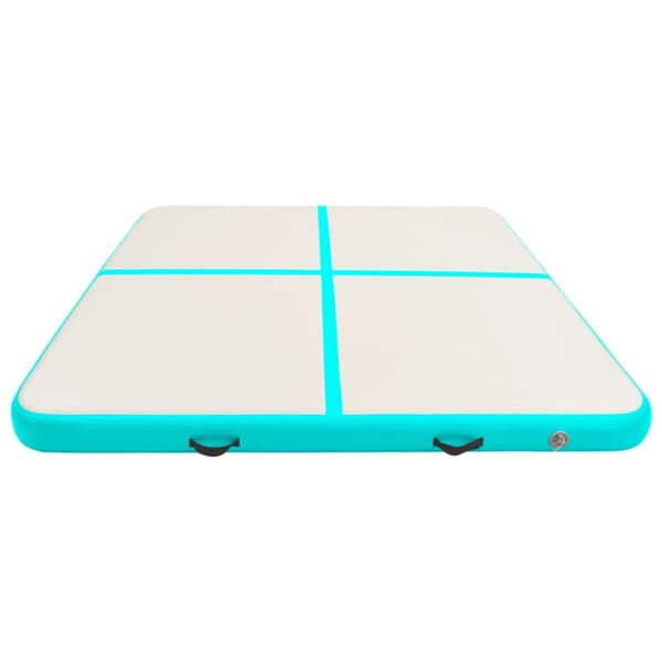Uppblåsbar gymnastikmatta med pump 200x200x20 cm PVC grön