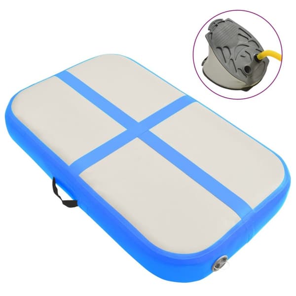 oppustelig gymnastikmåtte med pumpe 60x100x15 cm PVC blå