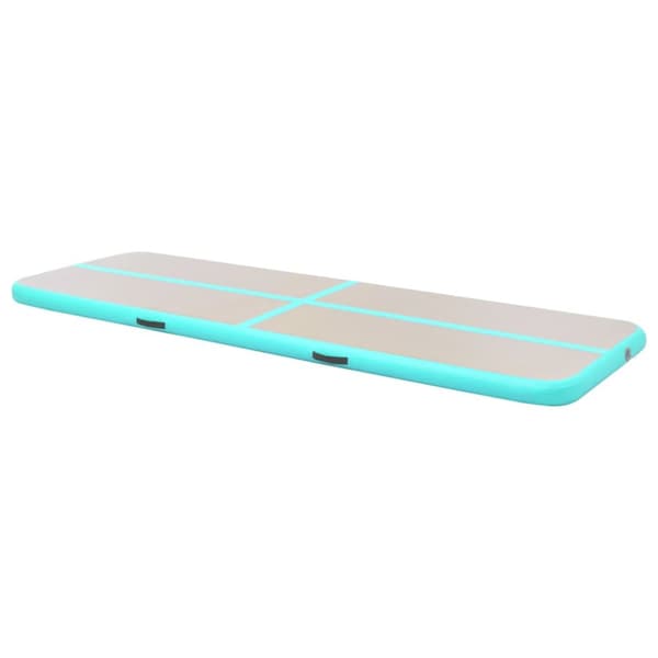 Uppblåsbar gymnastikmatta med pump 400x100x10 cm PVC grön