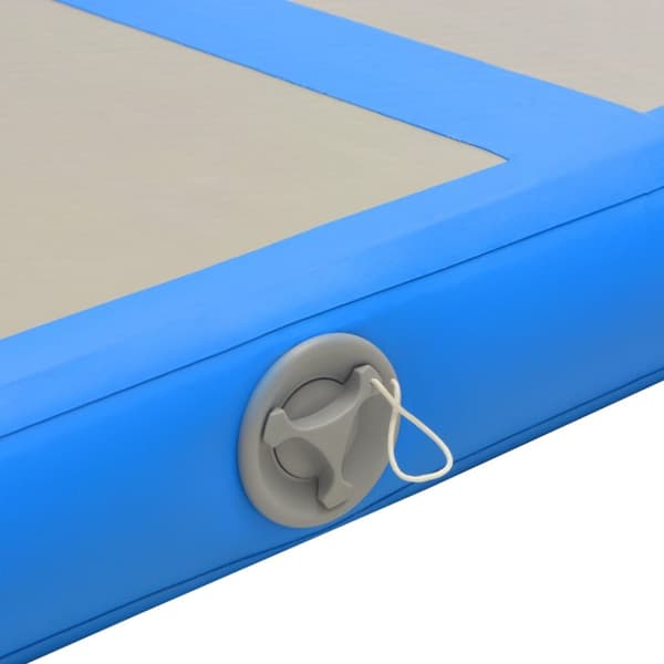 oppustelig gymnastikmåtte med pumpe 600 x 100 x 10 cm PVC blå